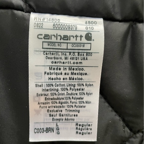 🦆 Carhartt Men's Traditional Arctic Quilt Lined Duck Jacket Brown US Large 🦆 - Picture 6 of 7